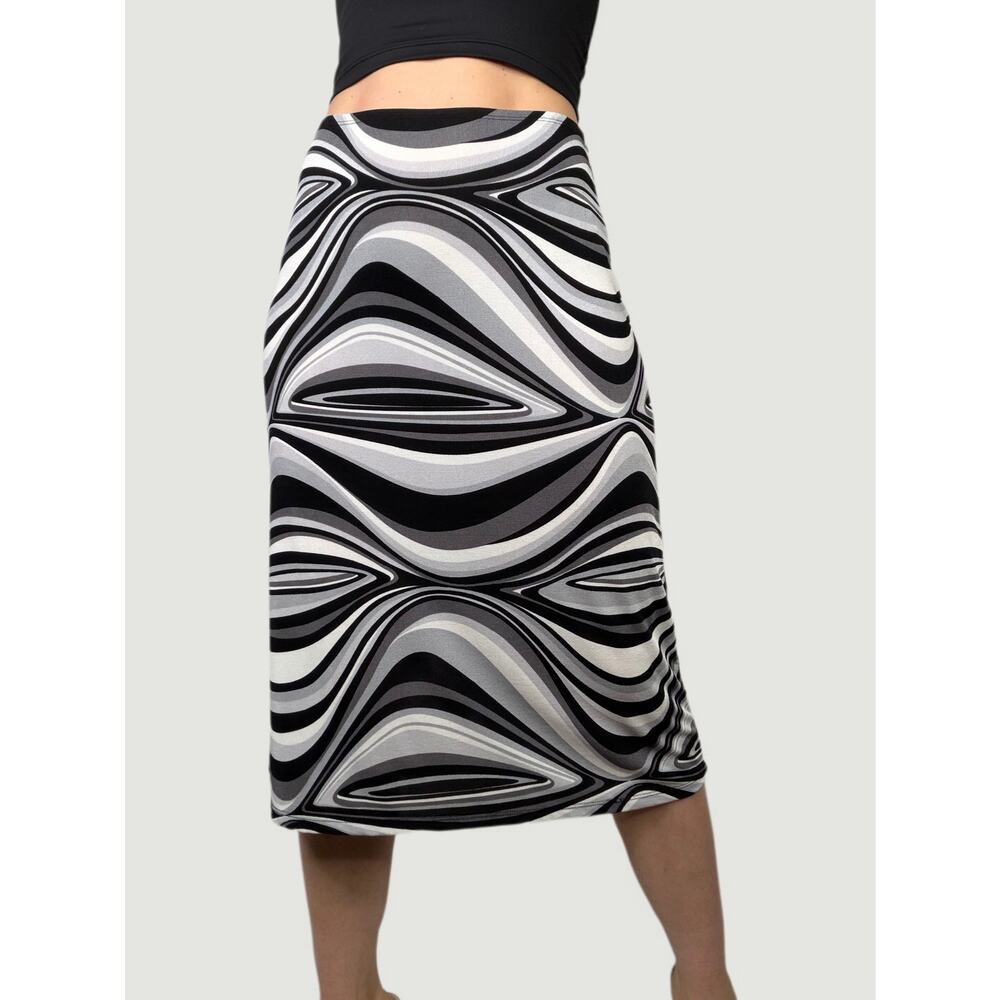 Charlotte Russe vintage Y2K 90s psychedelic op art print midi skirt patterned‎ M